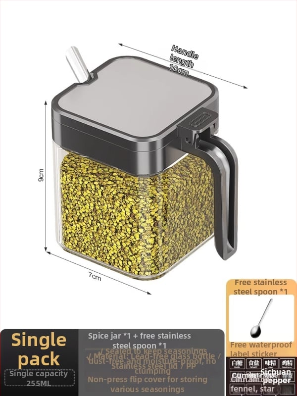Set de raft pentru condimente cu cadru din oțel și borcane din sticlă, sticle sigilate pentru condimente solide, posibilitate de personalizare