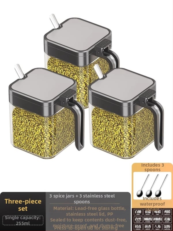 Set de raft pentru condimente cu cadru din oțel și borcane din sticlă, sticle sigilate pentru condimente solide, posibilitate de personalizare