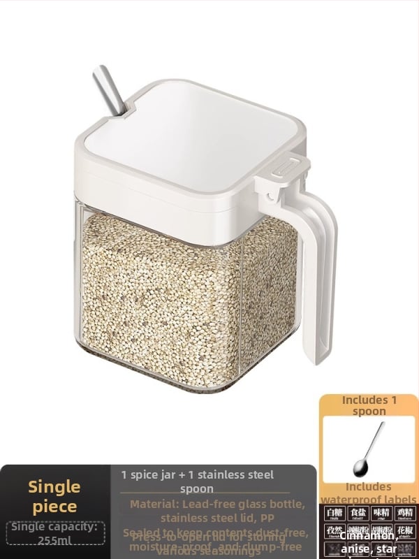 Set de raft pentru condimente cu cadru din oțel și borcane din sticlă, sticle sigilate pentru condimente solide, posibilitate de personalizare