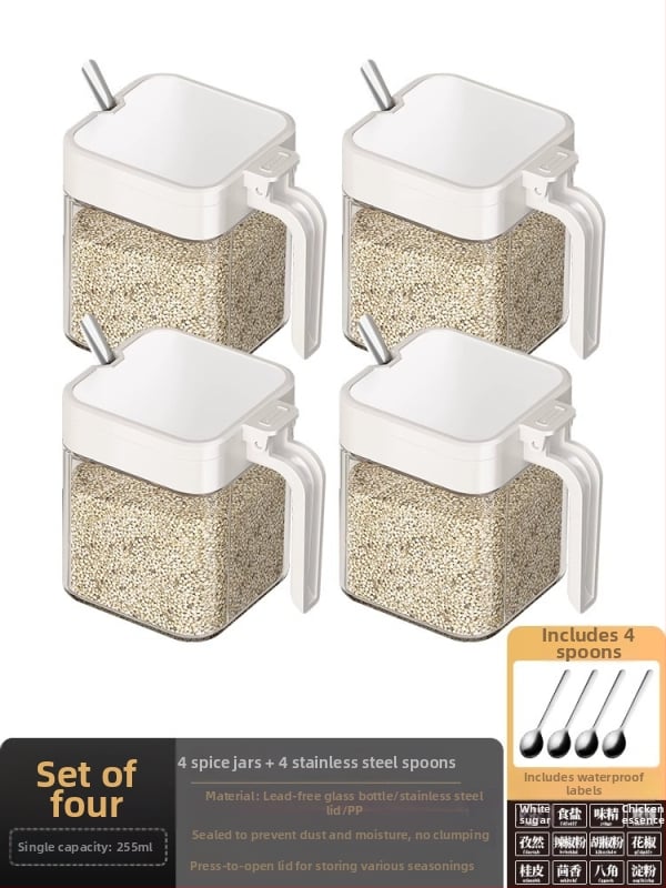 Set de raft pentru condimente cu cadru din oțel și borcane din sticlă, sticle sigilate pentru condimente solide, posibilitate de personalizare