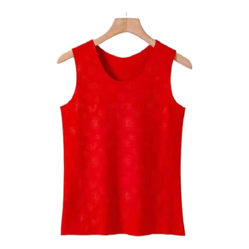 Crvena termalna vestica s motivom oblaka i simbolom sreće, unisex, jesen-zima