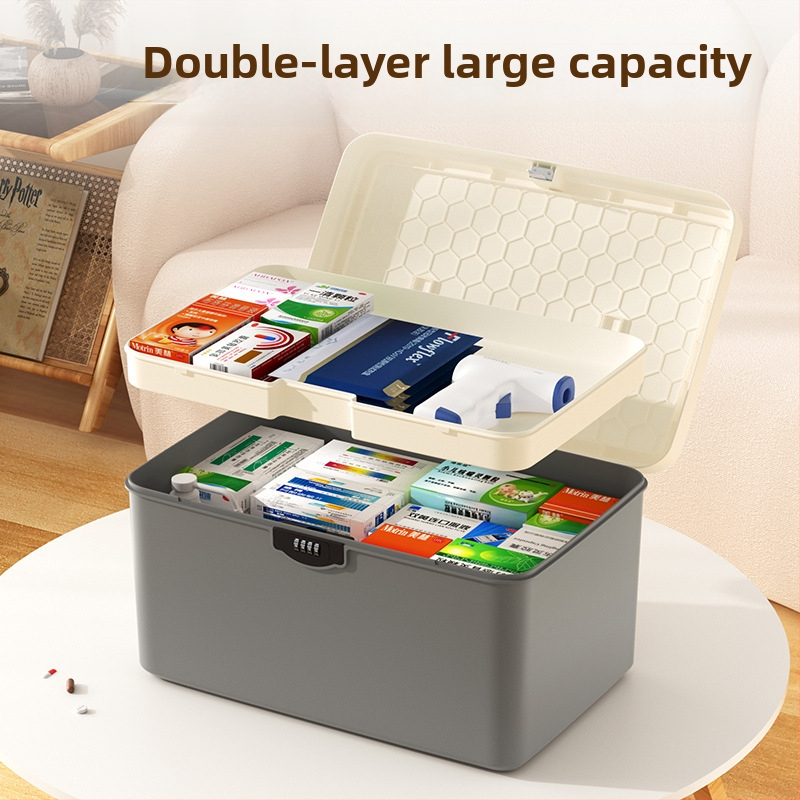 Zárható tároló doboz értékekhez és fontos dokumentumokhoz — asztali rendező ABS műanyagból, nordic stílus, hajlított fedél, por- és nedvességálló, hordozható