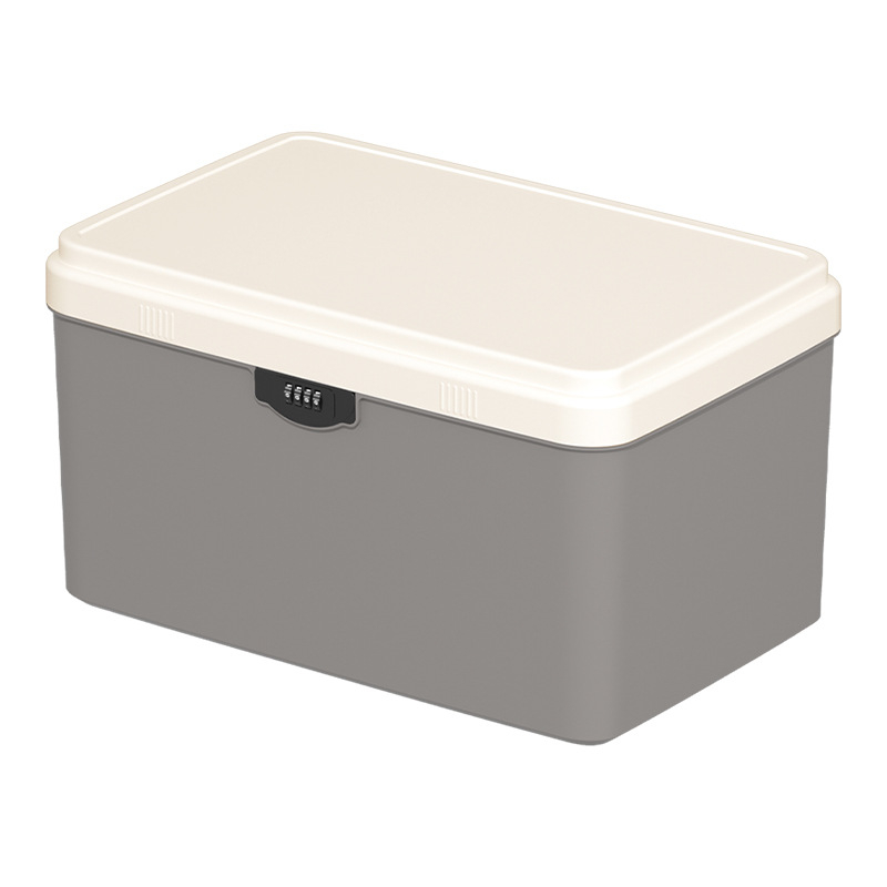 Zárható tároló doboz értékekhez és fontos dokumentumokhoz — asztali rendező ABS műanyagból, nordic stílus, hajlított fedél, por- és nedvességálló, hordozható