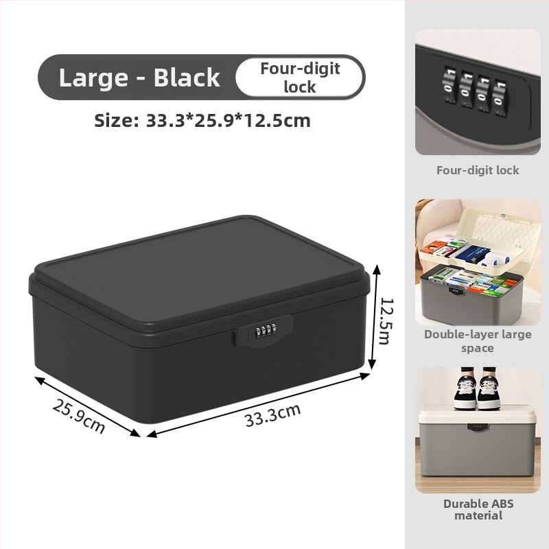 Zárható tároló doboz értékekhez és fontos dokumentumokhoz — asztali rendező ABS műanyagból, nordic stílus, hajlított fedél, por- és nedvességálló, hordozható