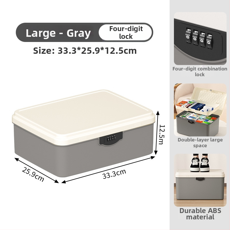 Zárható tároló doboz értékekhez és fontos dokumentumokhoz — asztali rendező ABS műanyagból, nordic stílus, hajlított fedél, por- és nedvességálló, hordozható