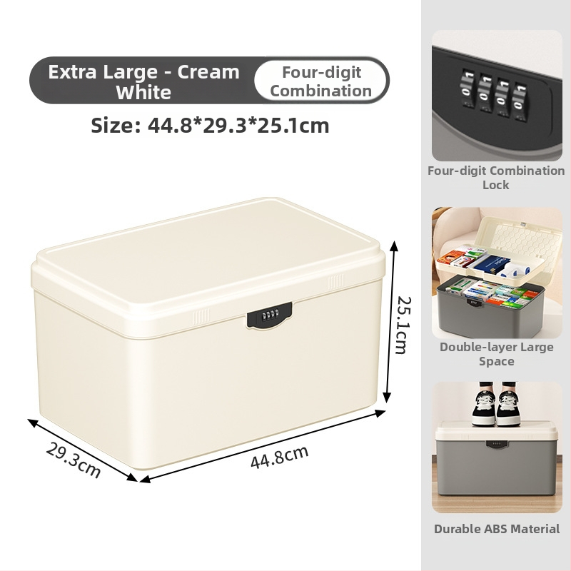 Zárható tároló doboz értékekhez és fontos dokumentumokhoz — asztali rendező ABS műanyagból, nordic stílus, hajlított fedél, por- és nedvességálló, hordozható