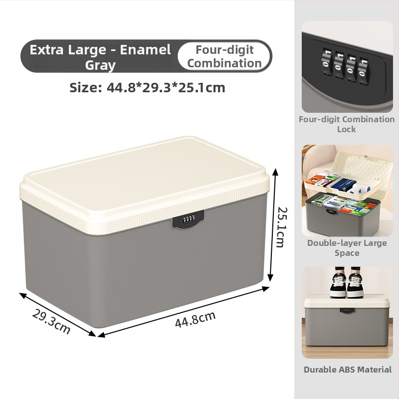 Zárható tároló doboz értékekhez és fontos dokumentumokhoz — asztali rendező ABS műanyagból, nordic stílus, hajlított fedél, por- és nedvességálló, hordozható