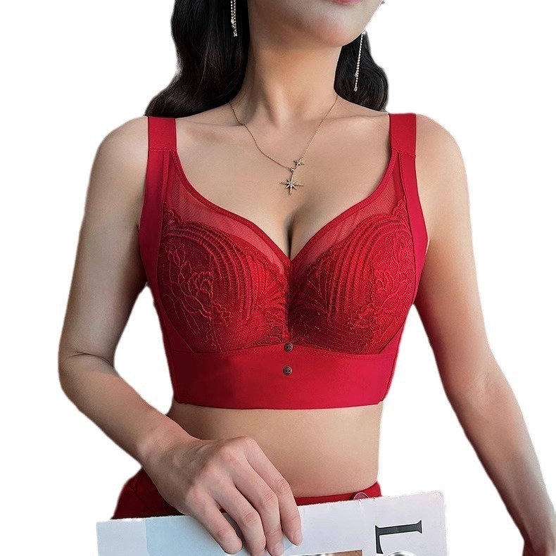 Prilagodljiva grudnjica s čipkom i mekanim čeličnim prstenom za oblikovanje; košarica 5/8, srednje oblikovana košarica