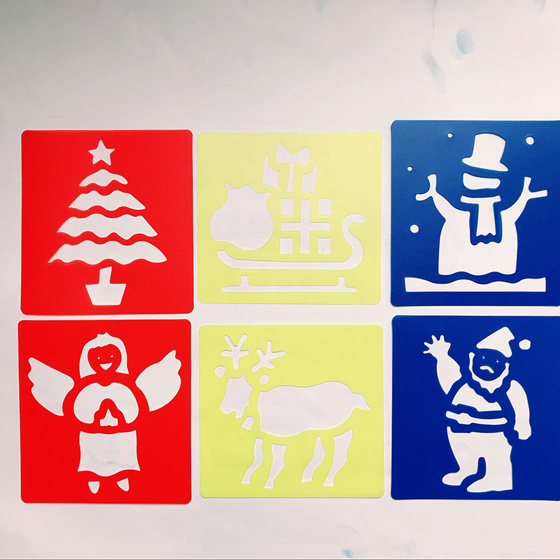 Цветно детско шаблон за рисуване с PP изрязана дъска — Коледен DIY творчески шаблон; Марка: Songshan Painting; Материал: PP; IP права: Няма; Внос: Не