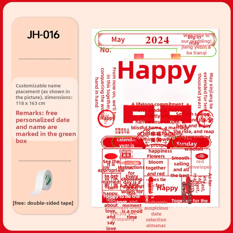 Svadbeni kalendarski pozadinski platno za vješanje – jednostavan stil, rekviziti za fotografije; materijal: platno; kategorija: viseće ukrasne dekoracije; kategorija proizvoda: rekviziti za uređenje prostora