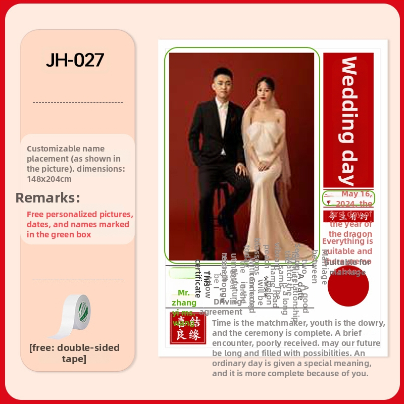 Svadbeni kalendarski pozadinski platno za vješanje – jednostavan stil, rekviziti za fotografije; materijal: platno; kategorija: viseće ukrasne dekoracije; kategorija proizvoda: rekviziti za uređenje prostora