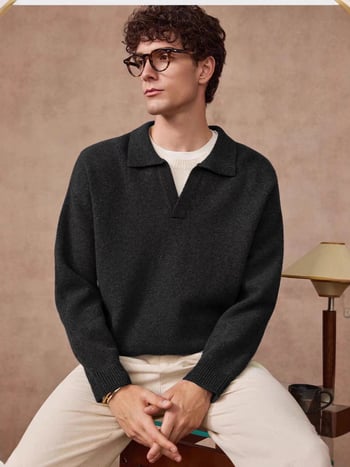 Кашмирена блуза с яка‑ножица, тежък 600 g, дълги ръкави, 91–95% вълна, нормална дебелина