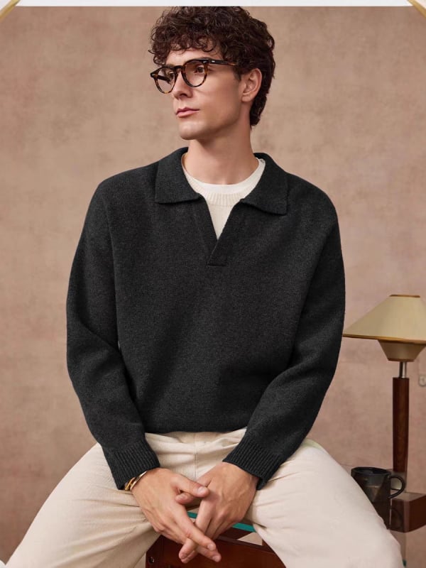 Кашмирена блуза с яка‑ножица, тежък 600 g, дълги ръкави, 91–95% вълна, нормална дебелина