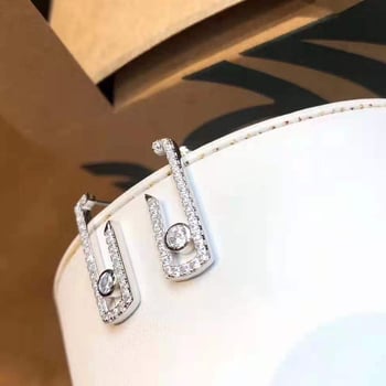 Naušnice od srebra S925 s mikro-ugradnjom cirkonima, geometrijski stil, svježe i slatko - Yiya Jewelry