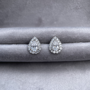 Naušnice s moissanitom, kapkovitog oblika, srebro 925, ugradni moissanit, Yuecheng Jewelry, svijetao luksuzni stil