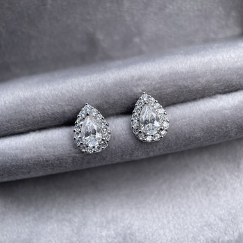 Naušnice s moissanitom, kapkovitog oblika, srebro 925, ugradni moissanit, Yuecheng Jewelry, svijetao luksuzni stil