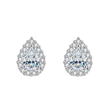 Naušnice s moissanitom, kapkovitog oblika, srebro 925, ugradni moissanit, Yuecheng Jewelry, svijetao luksuzni stil