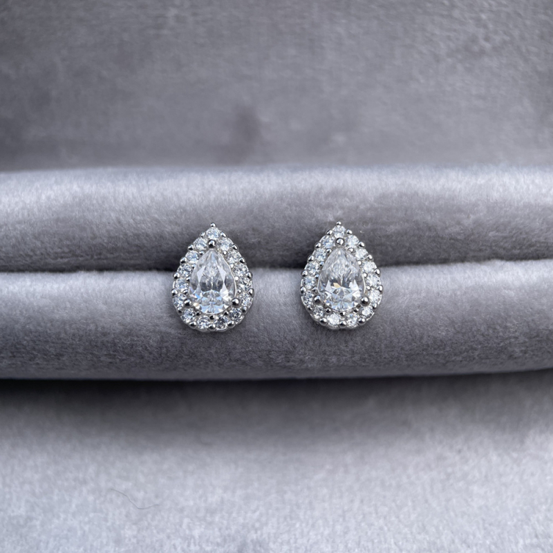 Naušnice s moissanitom, kapkovitog oblika, srebro 925, ugradni moissanit, Yuecheng Jewelry, svijetao luksuzni stil