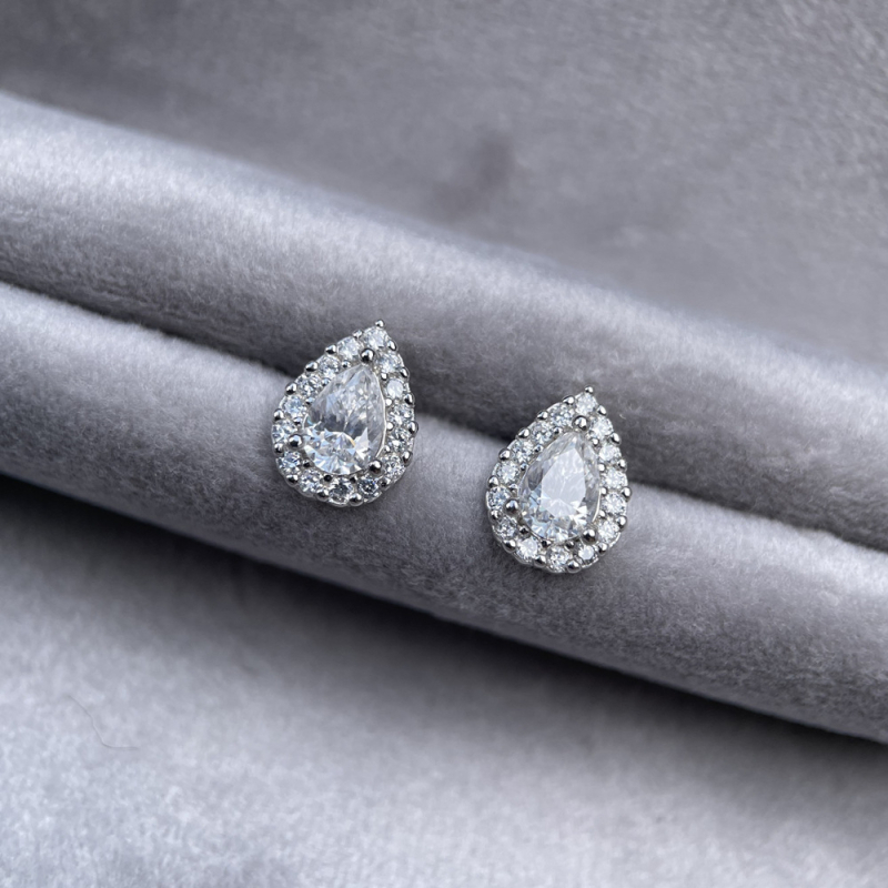 Naušnice s moissanitom, kapkovitog oblika, srebro 925, ugradni moissanit, Yuecheng Jewelry, svijetao luksuzni stil