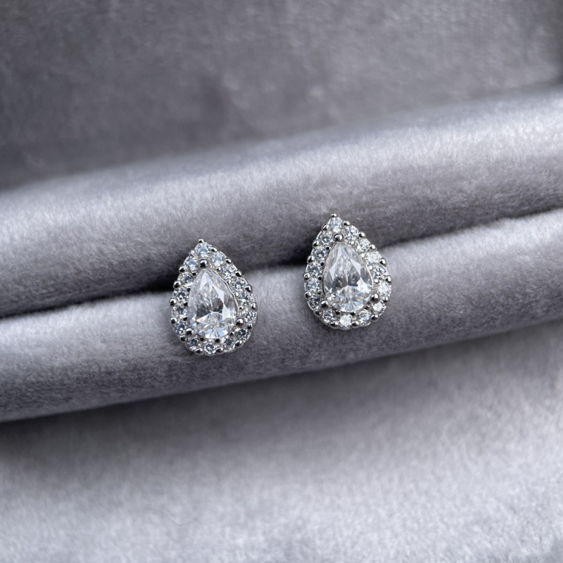 Naušnice s moissanitom, kapkovitog oblika, srebro 925, ugradni moissanit, Yuecheng Jewelry, svijetao luksuzni stil