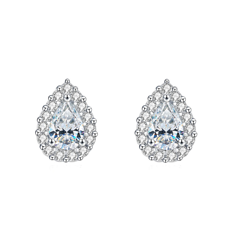 Naušnice s moissanitom, kapkovitog oblika, srebro 925, ugradni moissanit, Yuecheng Jewelry, svijetao luksuzni stil
