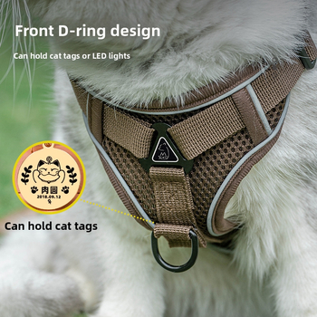 Mačji prsluk s povodom i automatskim izvlačenjem – podesivi prsni remen od poliestera, protiv izlaska