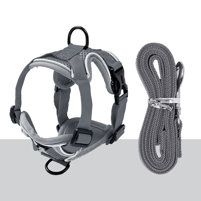 Mačji prsluk s povodom i automatskim izvlačenjem – podesivi prsni remen od poliestera, protiv izlaska