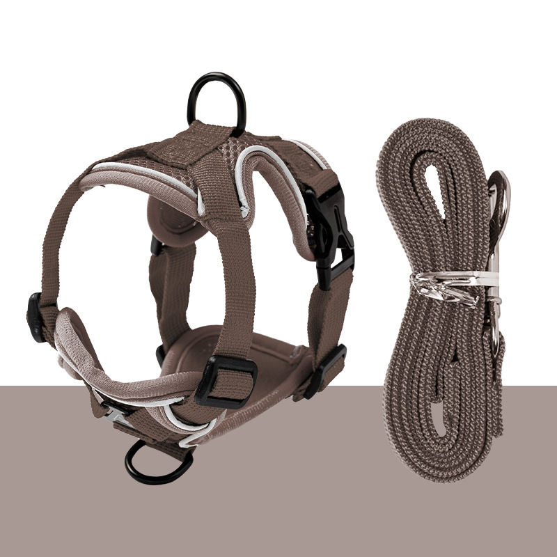 Mačji prsluk s povodom i automatskim izvlačenjem – podesivi prsni remen od poliestera, protiv izlaska