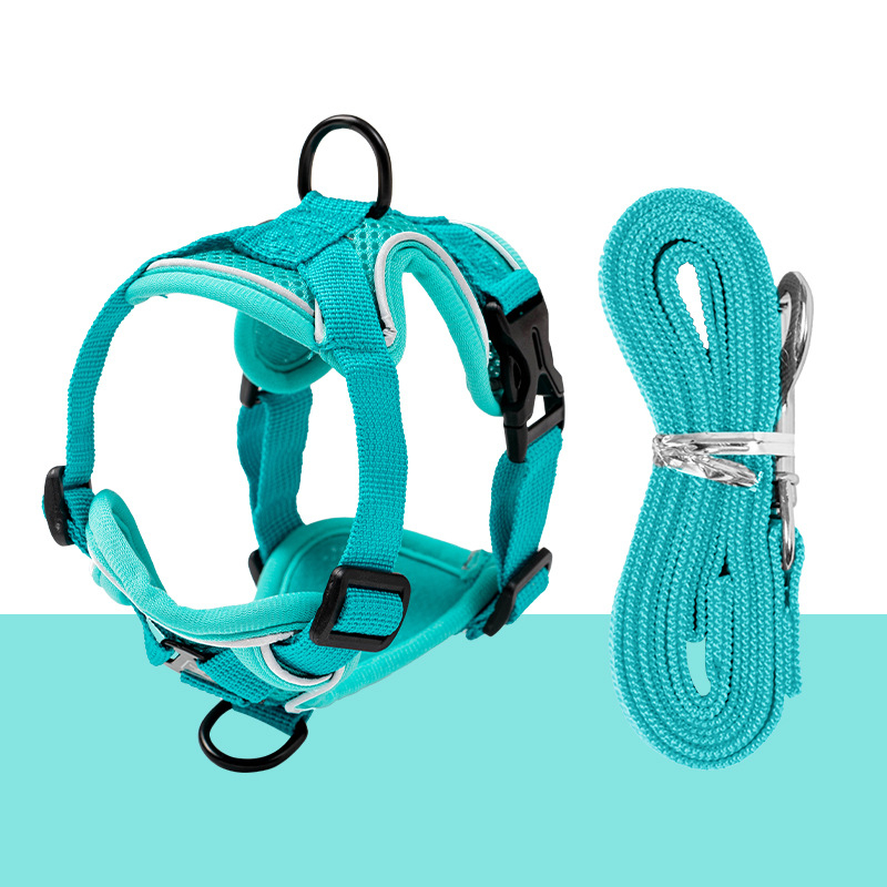 Mačji prsluk s povodom i automatskim izvlačenjem – podesivi prsni remen od poliestera, protiv izlaska