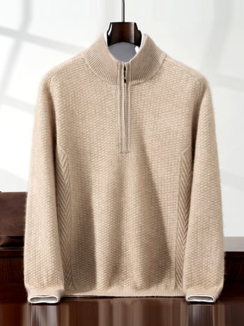 Muški kardigan od kašmira i vune, korejski stil, slobodan kroj, polutvrdi ovratnik, dugi rukavi