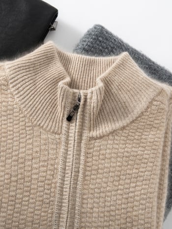 Muški kardigan od kašmira i vune, korejski stil, slobodan kroj, polutvrdi ovratnik, dugi rukavi