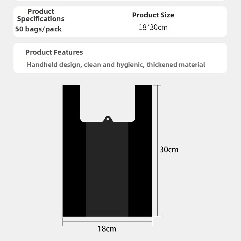 Vrecúška na odpad pre domáce zvieratá, vestový štýl, PE materiál, jednorazové, bežná hrúbka, 50 kusov v balení