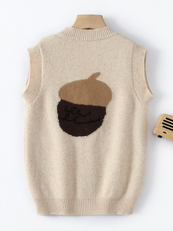 Παιδικό γιλέκο χωρίς μανίκια με V-λαιμό, 100% μαλλί, πλεκτό, κούμπωμα με κουμπιά σε μια σειρά