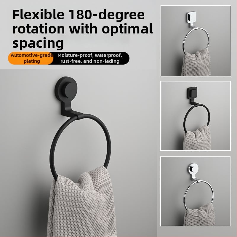 Držač ručnika s usisnom čašom, zidni, bez bušenja, od nehrđajućeg čelika + ABS + plastika