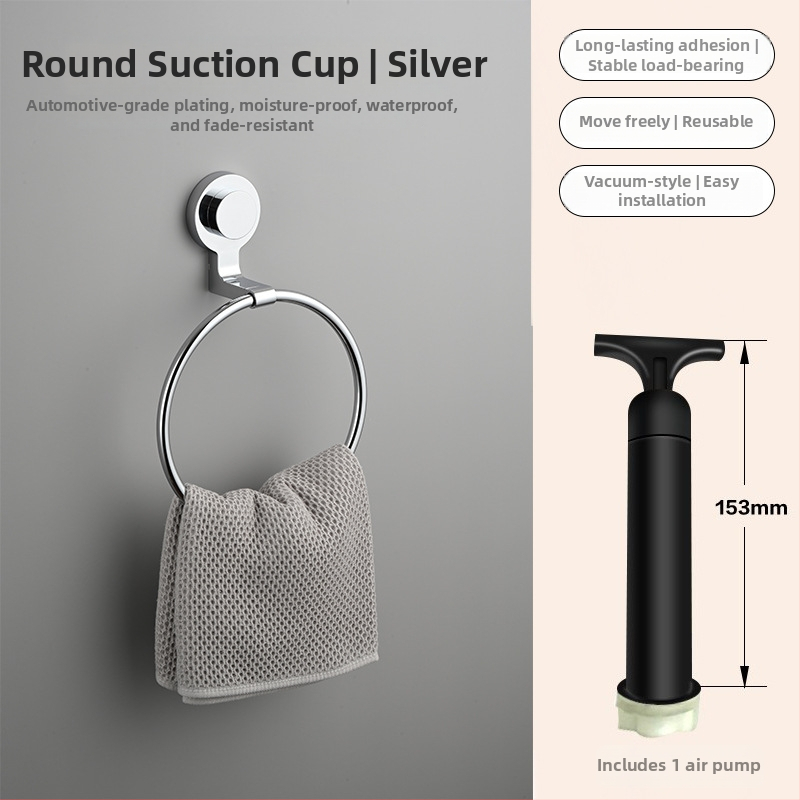 Držač ručnika s usisnom čašom, zidni, bez bušenja, od nehrđajućeg čelika + ABS + plastika