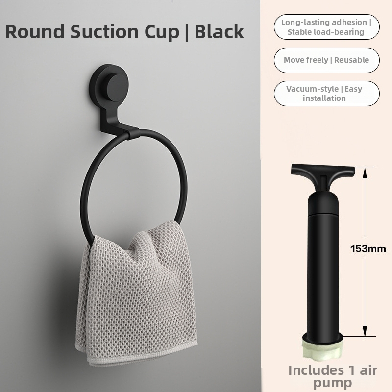 Držač ručnika s usisnom čašom, zidni, bez bušenja, od nehrđajućeg čelika + ABS + plastika