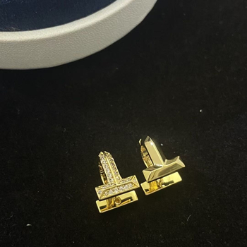 Cercei cu design T1, cupru, placare electroplatină, formă U geometrică cu motif litere/cifre, unisex