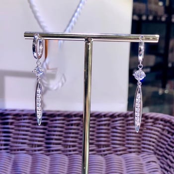 Cercei cu moissanit din argint 925, modă feminină, ambalaj separat, logo imprimat