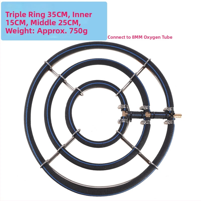 Кислороден пръстен за аквариум от неръждаема стомана — за риби кои, вътрешно и външно използване, тегло 200 g, марка Xiwang Meow