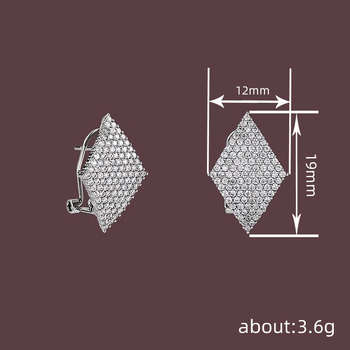 Naušnice od bakra sa cirkonima, geometrijski dizajn romba, Cao Shi