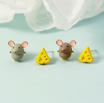 Cercei - Șoricei asimetrici drăguți cu brânză, cupru, producție 488, vară 2022