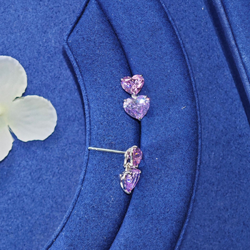 Naušnice s dvostrukim srcem, S925 srebro, prirodni cirkon, 3 ct dijamant, geometrijski sladak stil