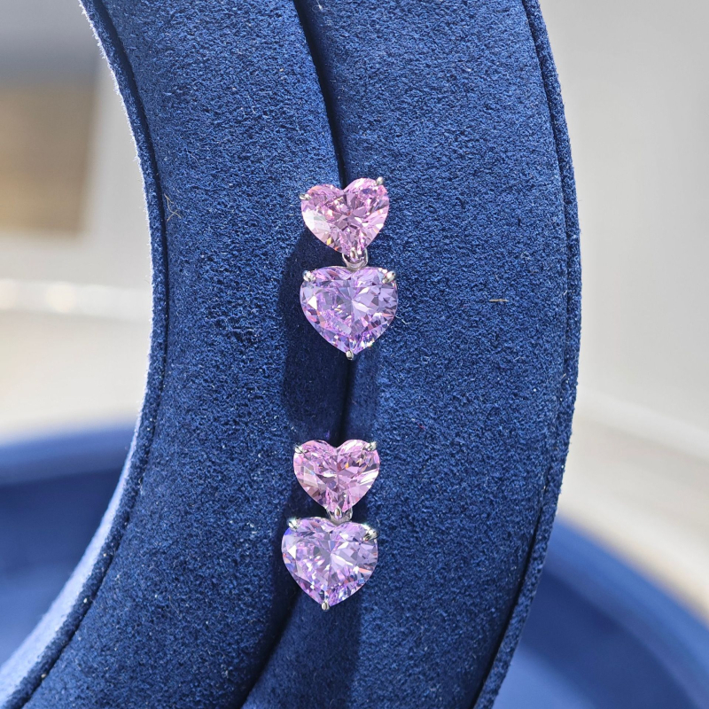 Naušnice s dvostrukim srcem, S925 srebro, prirodni cirkon, 3 ct dijamant, geometrijski sladak stil