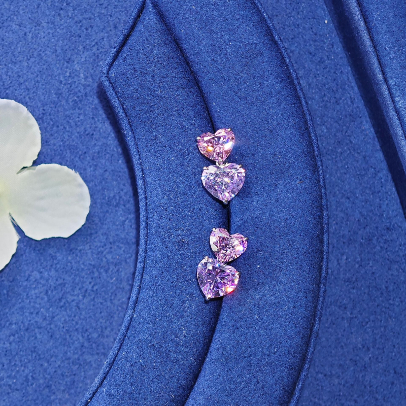 Naušnice s dvostrukim srcem, S925 srebro, prirodni cirkon, 3 ct dijamant, geometrijski sladak stil