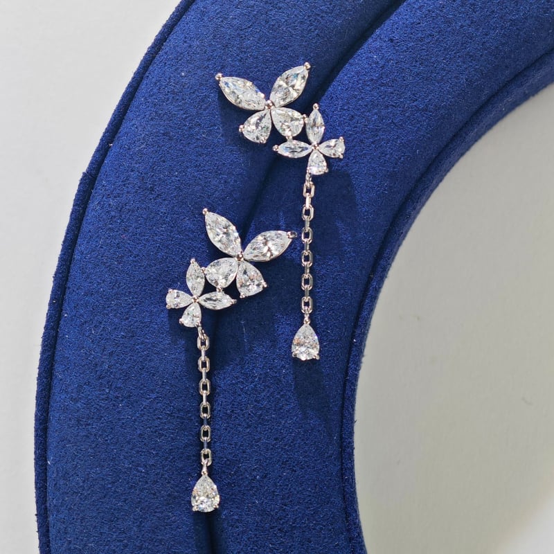 Naušnice – prirodni cirkon, srebro, dijamantna obrada, oblici konjskog oka i geometrijski oblici