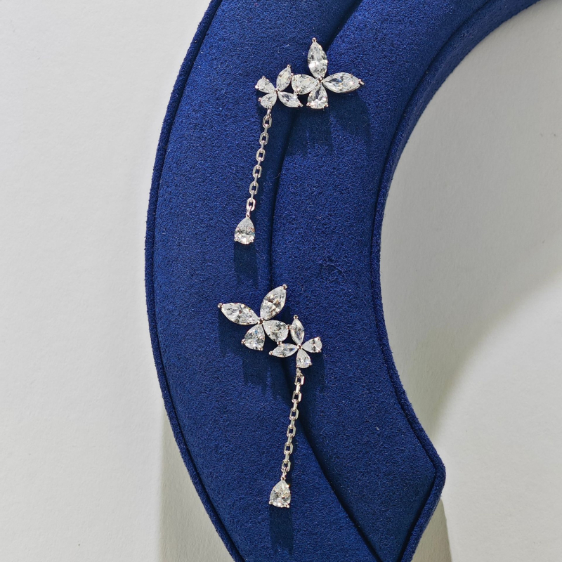 Naušnice – prirodni cirkon, srebro, dijamantna obrada, oblici konjskog oka i geometrijski oblici