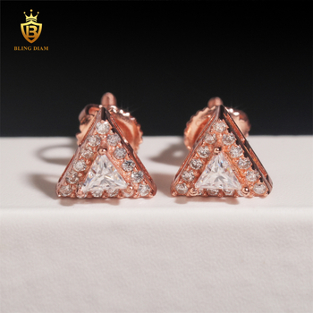 Trokutasti naušnici s moissanitom, S925 srebro, unisex, minimalistički dizajn