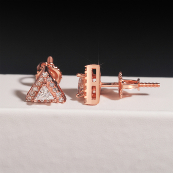 Trokutasti naušnici s moissanitom, S925 srebro, unisex, minimalistički dizajn