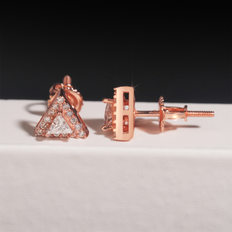 Trokutasti naušnici s moissanitom, S925 srebro, unisex, minimalistički dizajn