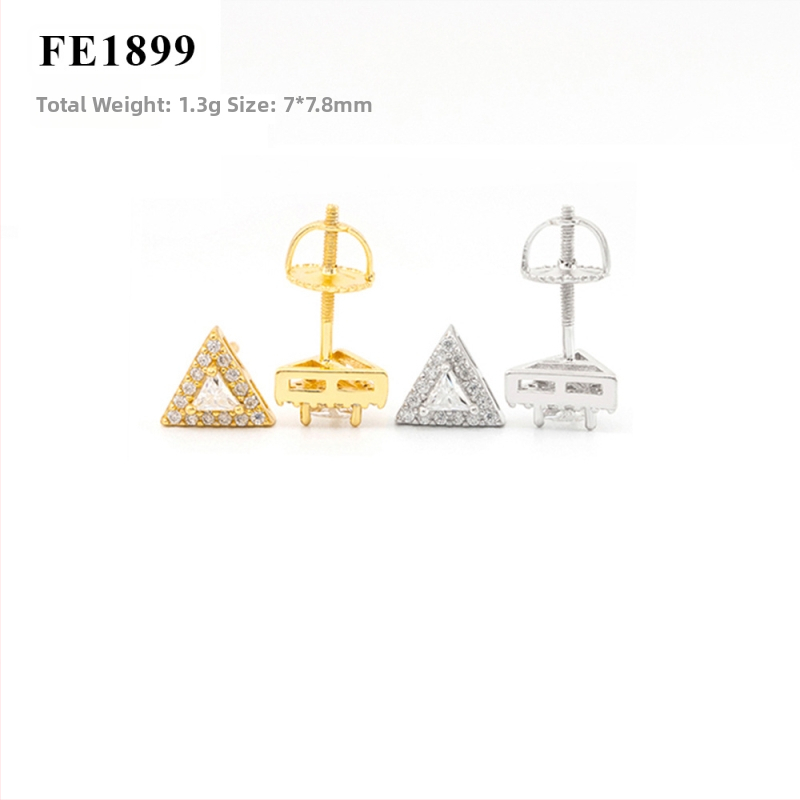 Trokutasti naušnici s moissanitom, S925 srebro, unisex, minimalistički dizajn